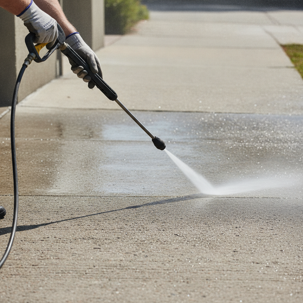 Sidewalk Pressure Washing no peoples faces just hand